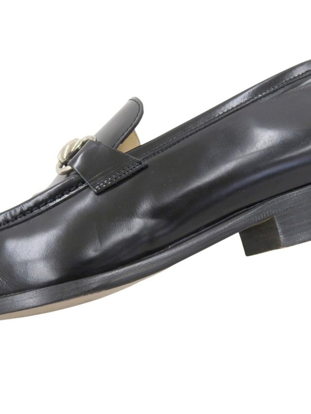 Gucci 90's Vintage Square Toe Silver Bit Hardware Leather Loafers 37 - Picture 5 of 8